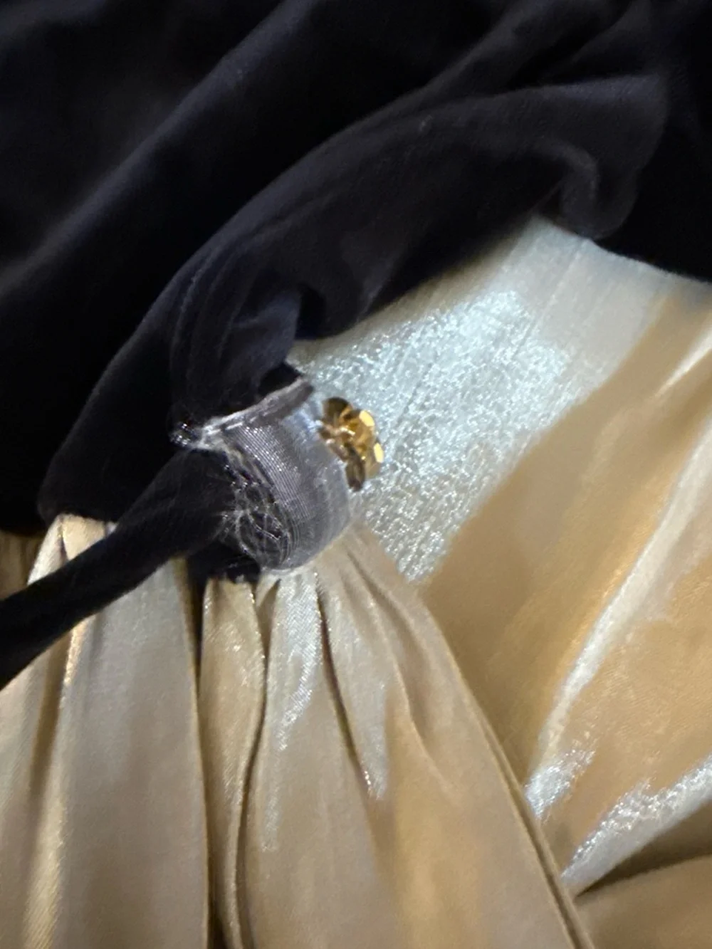 Y2K girls black velvet and champagne shimmer dress